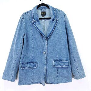Republic Truth Women’s Denim Blazer Size Large Jean Jacket With Pockets